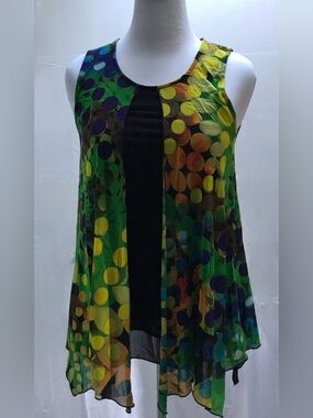 Adore Multicolor Polka Dot Sleeveless Tunic Top Blouse